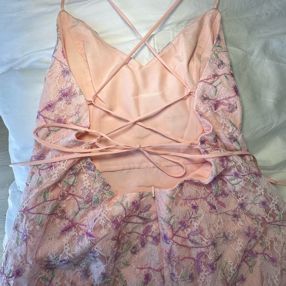 Revolve Skylight Dress Lovers and Friends Pink Floral Lace Asymmetrical Dress - Picture 12 of 14